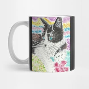 Black and white cat blue eyes Mug